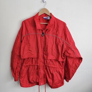Rare Red Vintage 80’s, 90’s BIKE Wind Breaker Nylon Warmup Jacket Size L
